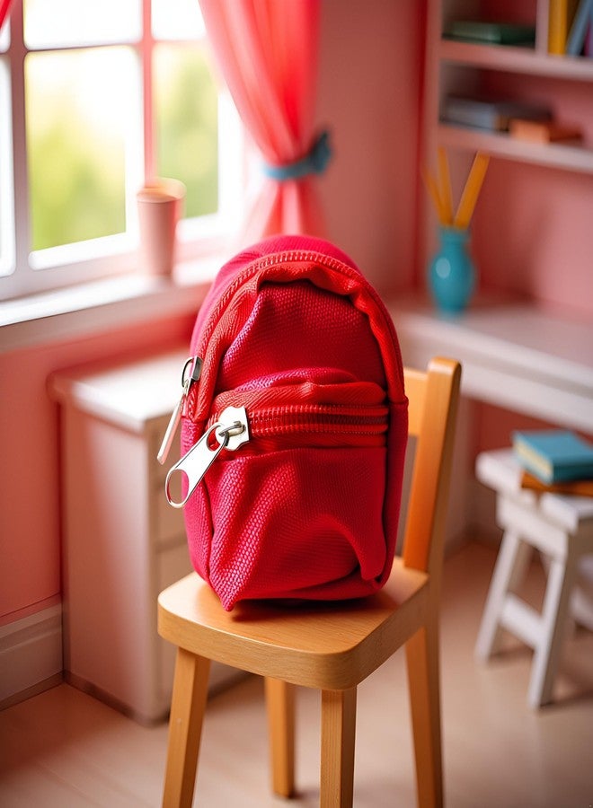 SquarezhenBo Mini Doll Zipper Backpack,Cute School Bag Model Dollhouse School Accessory for 1/6 Scale Dollhouse,Dolls Accessories Costume Ornament Photography Props,Keys Purse Dollhouse Accessories (Red) - Image 3